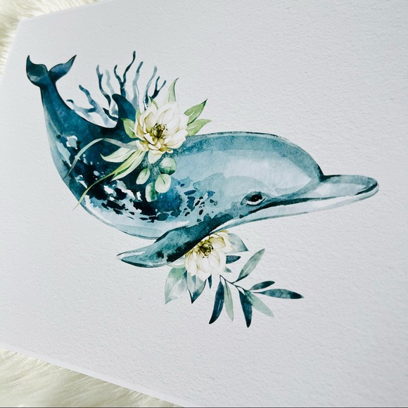 Wall Art Watercolor Dolphin Print Poster Unframed - Picture 16 of 16
